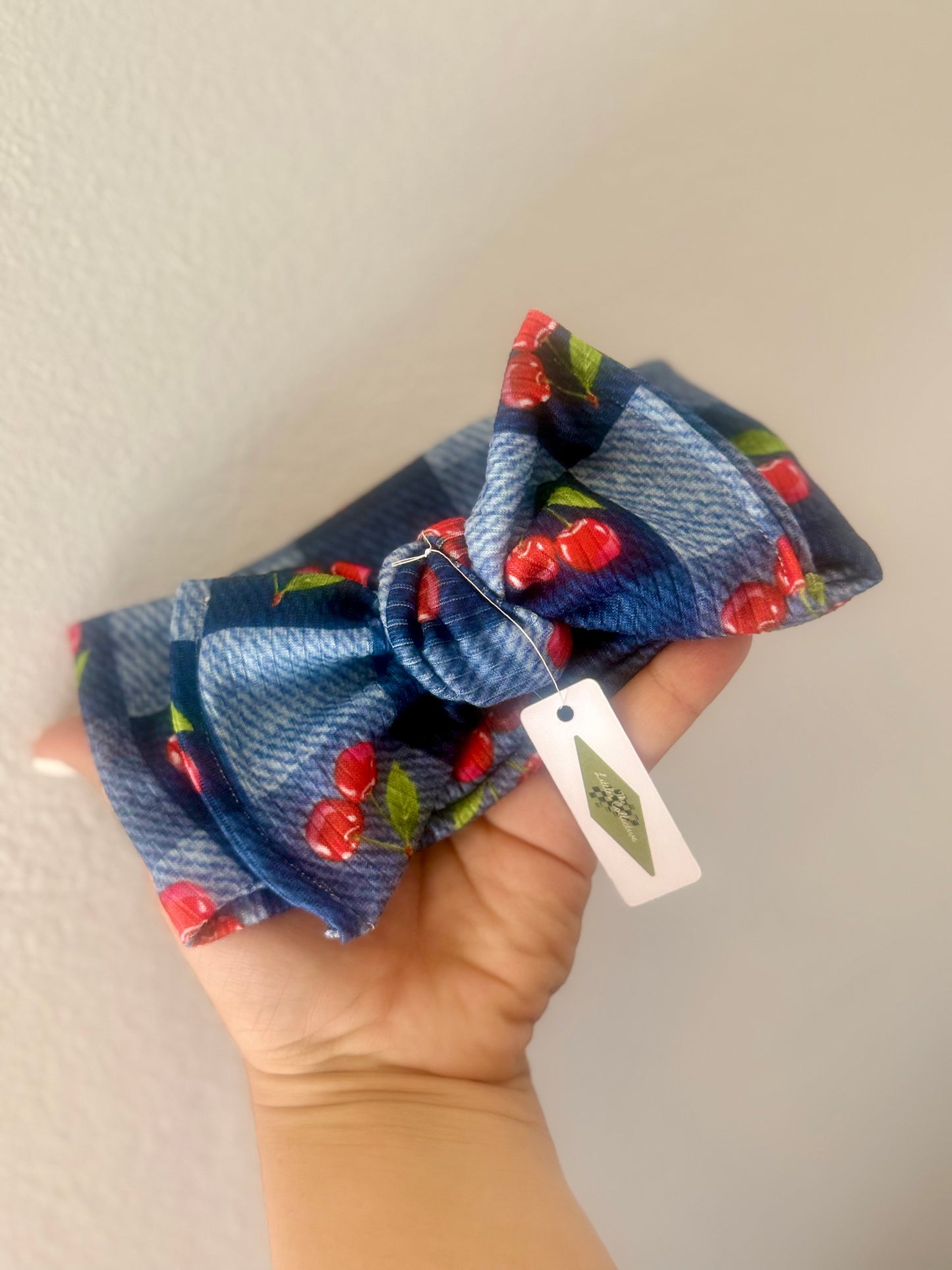 Denim Cherry Head Wrap