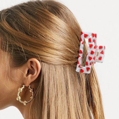 Large FRUIT STRAWBERRY LEMON HAIR CLAW CLIPS | 40H944