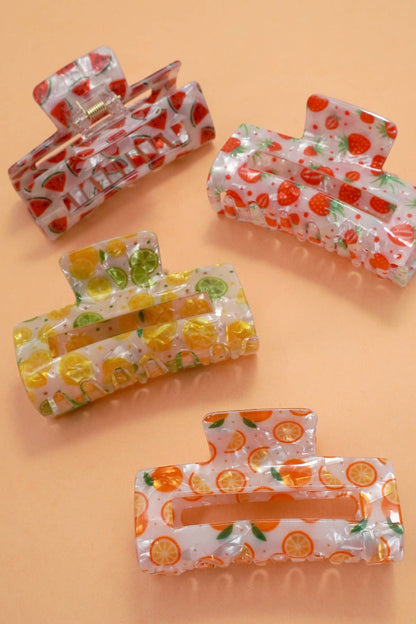 Large FRUIT STRAWBERRY LEMON HAIR CLAW CLIPS | 40H944