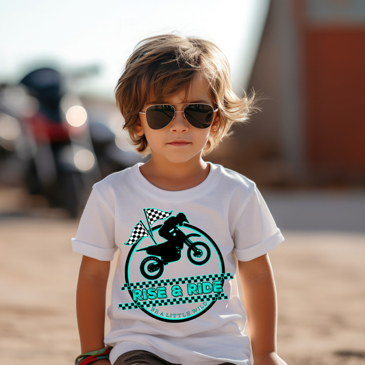 Toddler & Kids Rise & Ride Dirt Biking White T-Shirt