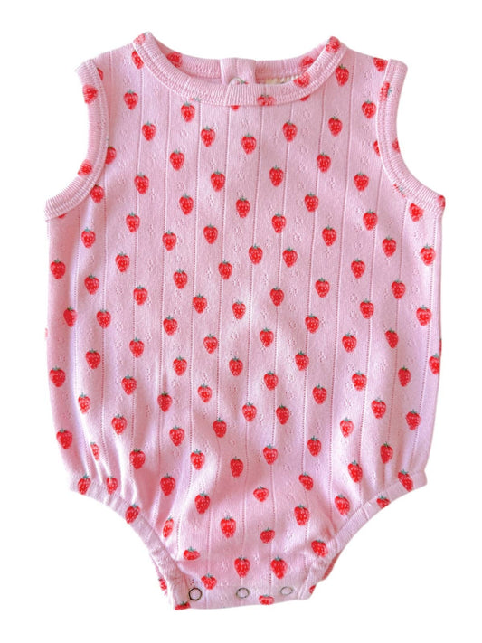 Pink Strawberry / Organic Pointelle Dune Bubble