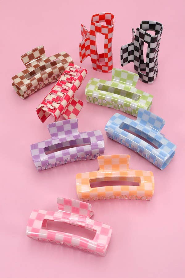 JUMBO CHECKER HAIR CLAW CLIP