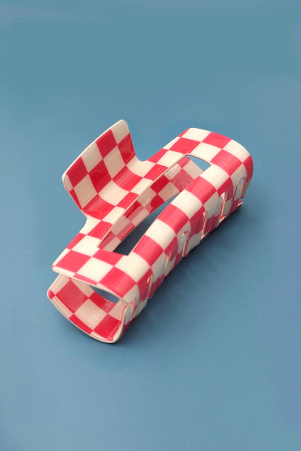 JUMBO CHECKER HAIR CLAW CLIP