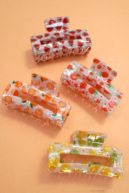 Large FRUIT STRAWBERRY LEMON HAIR CLAW CLIPS | 40H944