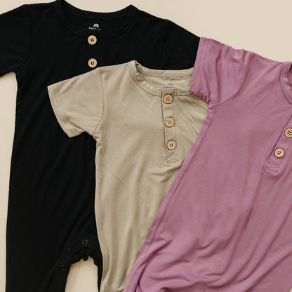 Bamboo Henley Romper (Black)